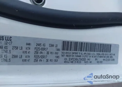 2018 Dodge Journey Se z USA, uszkodzony, nr VIN 3C4PDCABXJT242559